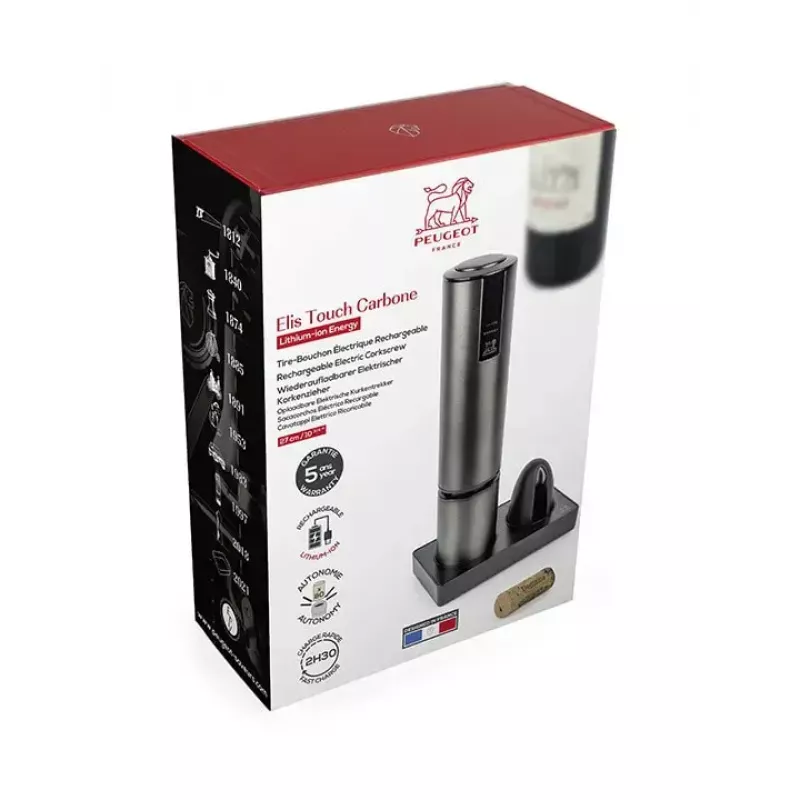 Abridor de garrafas Peugeot Saveurs Elis Touch Carbone aço inoxidável
