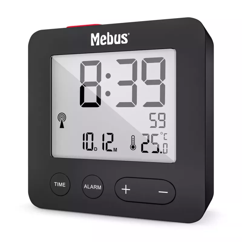 Despertador digital Mebus 25801 preto esférico pilha AAA