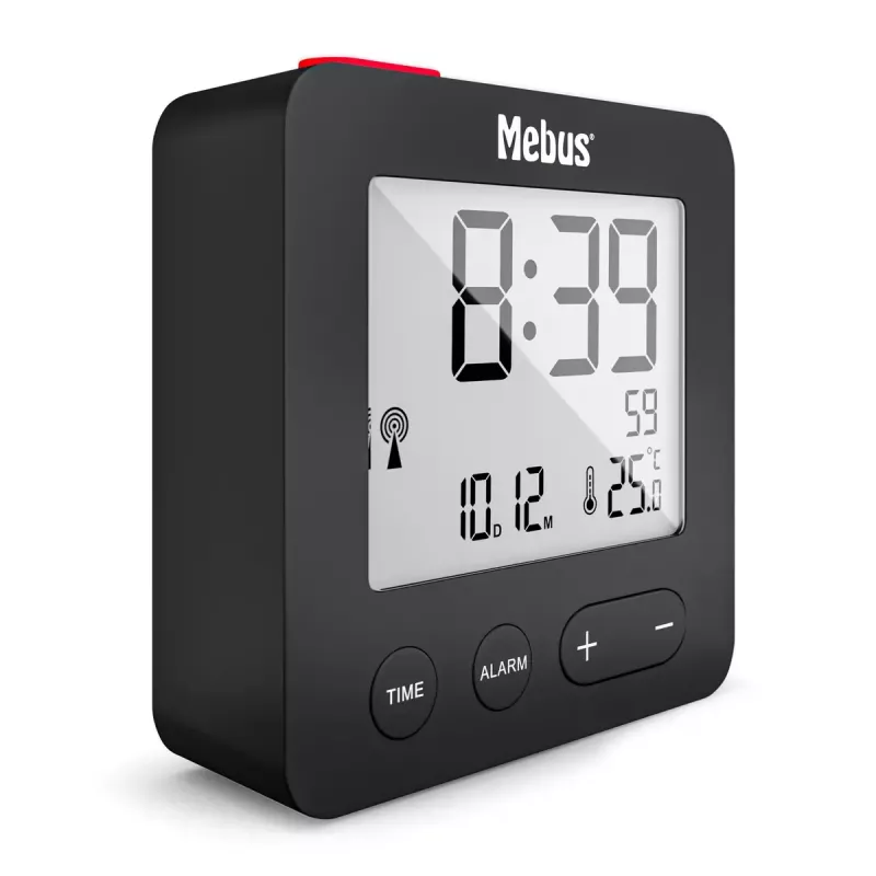 Despertador digital Mebus 25801 preto esférico pilha AAA
