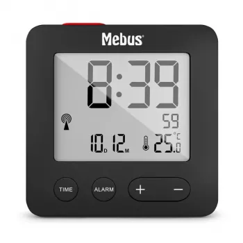 Despertador digital Mebus 25801 preto esférico pilha AAA