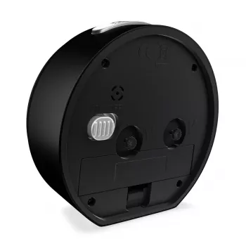 Despertador de quartzo Mebus 25806 redondo preto branco analógico pilha AA