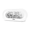 Despertador digital Mebus 25808 oval branco com retroiluminação azul pilha AAA