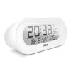 Despertador digital Mebus 25808 oval branco com retroiluminação azul pilha AAA