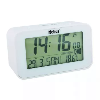 Despertador Mebus 51461 branco com visor LCD e medição de temperatura