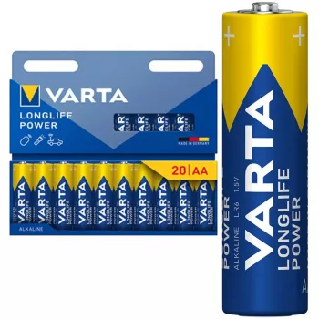 Pilhas alcalinas Varta Longlife Power Mignon AA LR6, 20 unid.