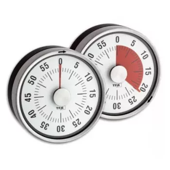 TFA-Dostmann 38.1028.10 Puck relógio de cozinha analógico, preto/prateado