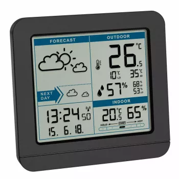 Estação meteorológica TFA Dostmann Sky Black LCD a pilhas termo-higrómetro sem fios (interior/exterior, 0,433 GHz, AAA)