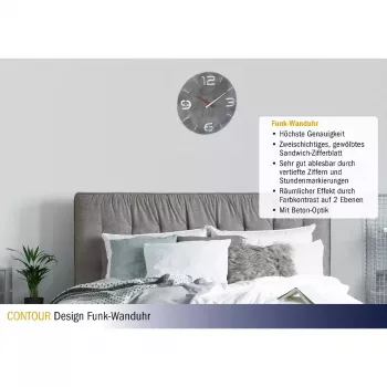 Relógio de parede TFA-Dostmann CONTOUR redondo cinzento branco 35 cm