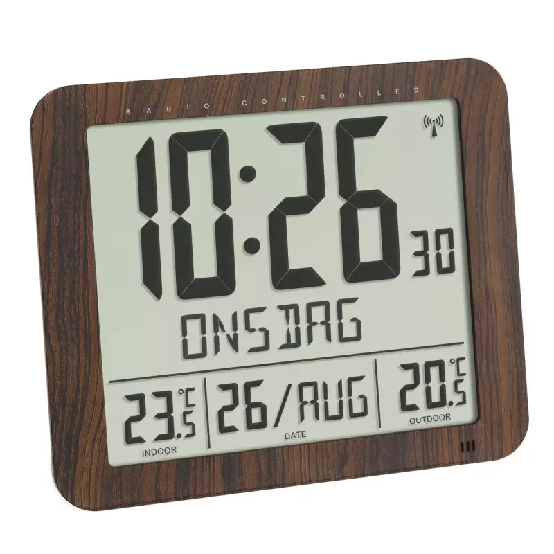 Despertador digital TFA-Dostmann 60.4518.08 madeira LCD 433 MHz