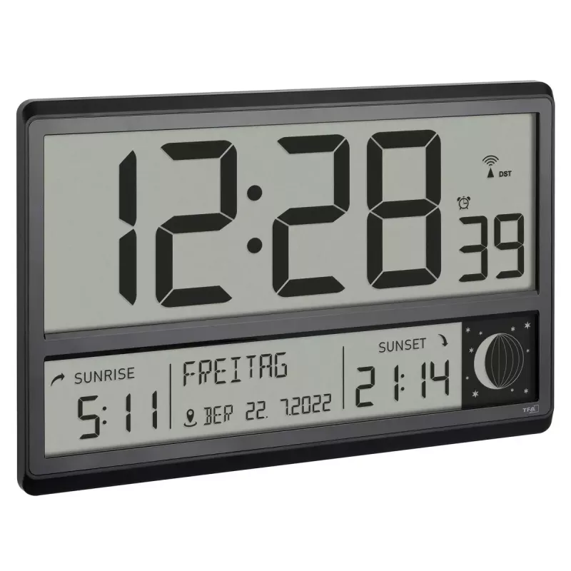 Despertador digital TFA-Dostmann 60.4524.01 preto LCD a pilhas