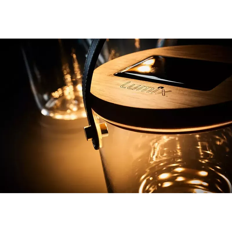 Candeeiro de mesa Krinner LUMIX Deco Glass Basic LED transparente bambu vidro