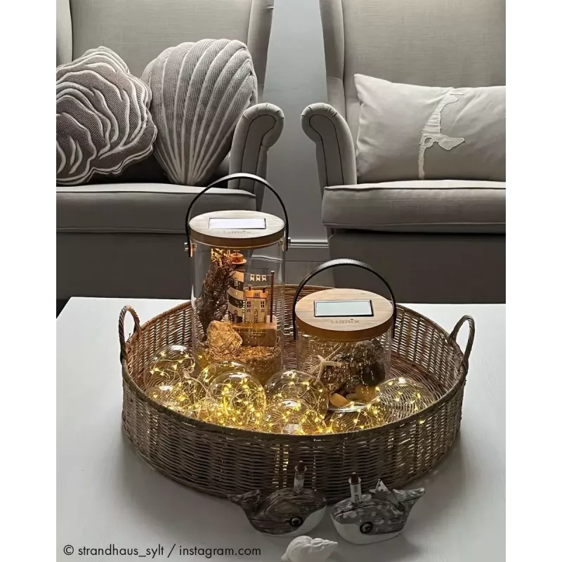 Candeeiro de mesa Krinner LUMIX Deco Glass Basic LED transparente bambu vidro