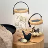 Candeeiro de mesa Krinner LUMIX Deco Glass Basic LED transparente bambu vidro