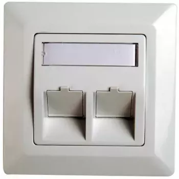 Moldura adaptadora RJ45 Cat.5e Telegärtner H02010A0040 45° dupla 80x80 mm branco alpino