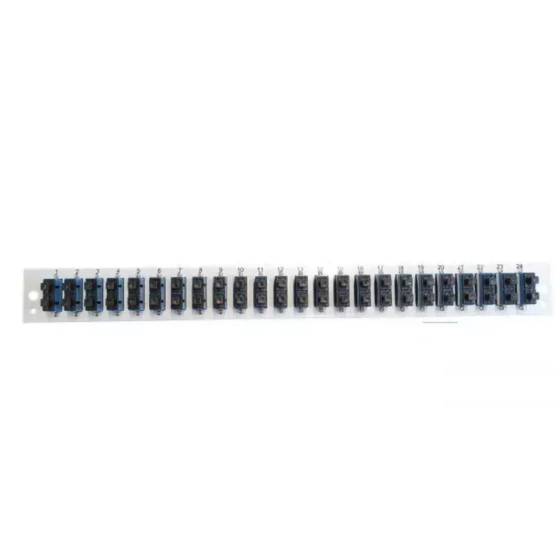 Acessório para patch panel EFB Elektronik SB-FP-24SC-D-V-OM3 — montagem em rack 1U, 432×13×43,5 mm, cinzento