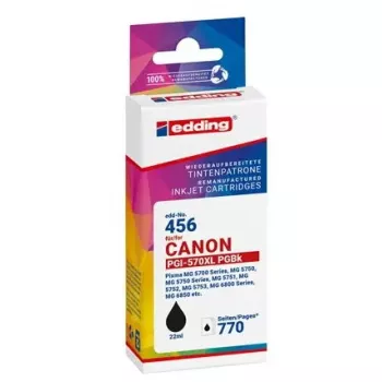 Cartucho de tinta Edding EDD-456 compatível com Canon, preto, 22 ml, 770 páginas, embalagem individual