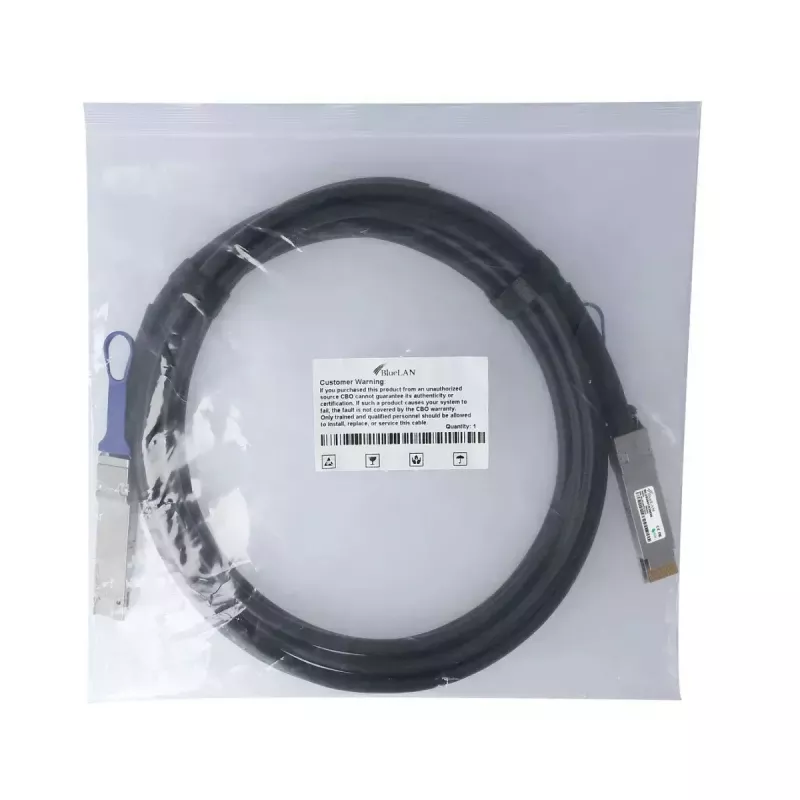 Cabo InfiniBand/fibra ótica BlueOptics QDD-400-CU1M-BL 1 m QSFP-DD macho/macho