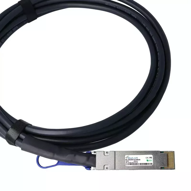 Cabo InfiniBand/fibra ótica BlueOptics QDD-400-CU1M-BL 1 m QSFP-DD macho/macho