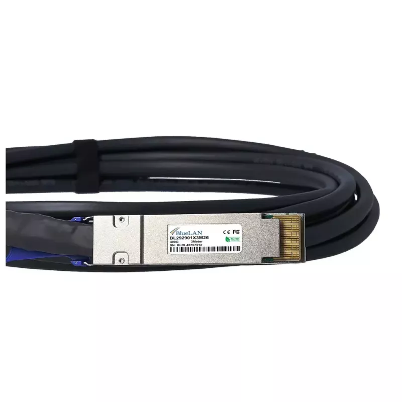 Cabo InfiniBand/fibra ótica BlueOptics QDD-400-CU1M-BL 1 m QSFP-DD macho/macho