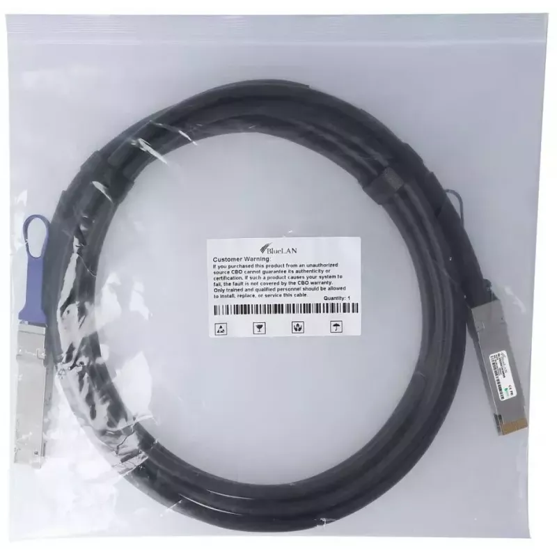Cabo de fibra ótica InfiniBand BlueOptics QDD-400-CU2M-BL 2 m QSFP-DD preto
