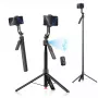 Tripé 4smarts 541772 para smartphone e câmara digital, 3 pernas, altura máxima 176 cm, peso 560 g, preto