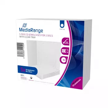 Caixa para CD duplo MediaRange transparente 10 mm