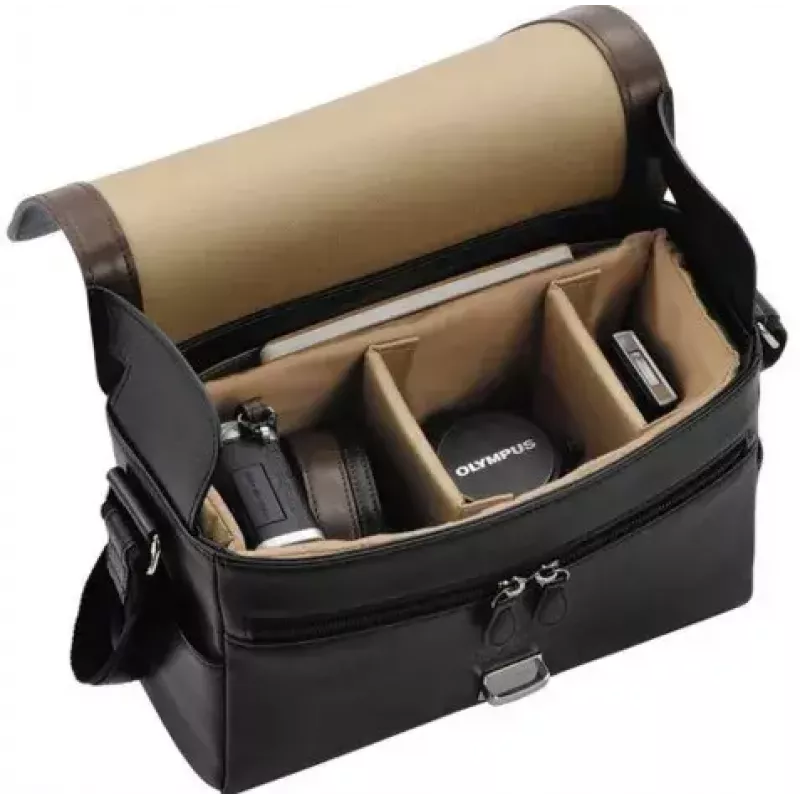 Bolsa de ombro para câmaras Olympus CBG-11 PR da OLYMPUS — preto e castanho, modelo V613014NW000
