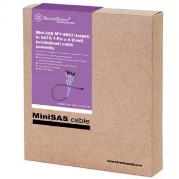 Cabo SILVERSTONE SAS para 4×SATA CPS05-RE 0,6 m SFF-8643 para 4×7 pinos SATA