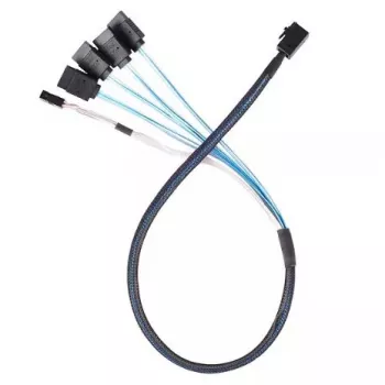 Cabo SILVERSTONE SAS para 4×SATA CPS05-RE 0,6 m SFF-8643 para 4×7 pinos SATA
