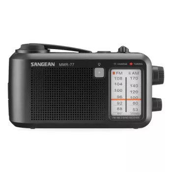 Rádio portátil Sangean MMR-77 analógico AM FM preto auscultadores de 3,5 mm