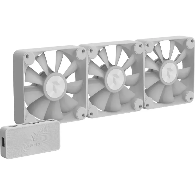 Ventoinha de caixa APNX 120 mm pack de 3 — APNX FP1-120 branca, três ventoinhas de refrigeração de 120 mm