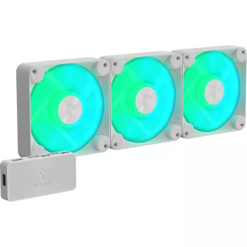 Ventoinha de caixa APNX 120 mm pack de 3 — APNX FP1-120 branca, três ventoinhas de refrigeração de 120 mm