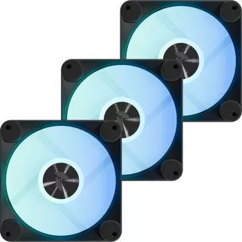 Ventoinha de caixa APNX FP1-R 120 mm, preta, fluxo de ar invertido, pack de 3
