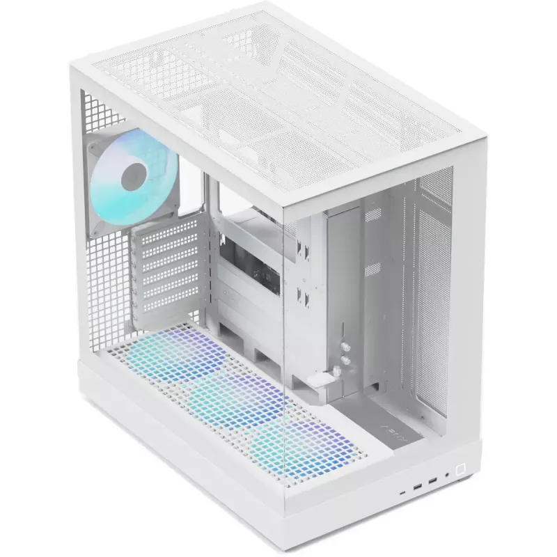 Caixa de PC torre APNX V2-F-WT-v1, branca, com três painéis de vidro temperado