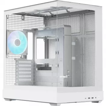 Caixa de PC torre APNX V2-F-WT-v1, branca, com três painéis de vidro temperado