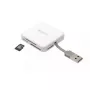 Leitor de cartões PNY All in One Reader — USB 2.0, 480 Mbit/s, suporta CF/SD/MicroSD/MS/MiniSD/MMC, branco, 54×54×13 mm, 29 g