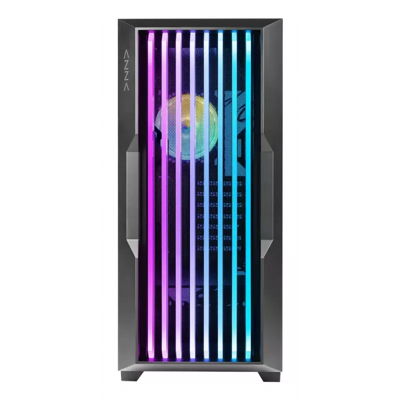 Caixa de PC AZZA Guardian Glass Midi Tower – preta, ATX/Micro‑ATX/ITX/EATX, suporta 3,5 polegadas×2 / 2,5 polegadas×4, ventoinhas frontais de 120/140 mm