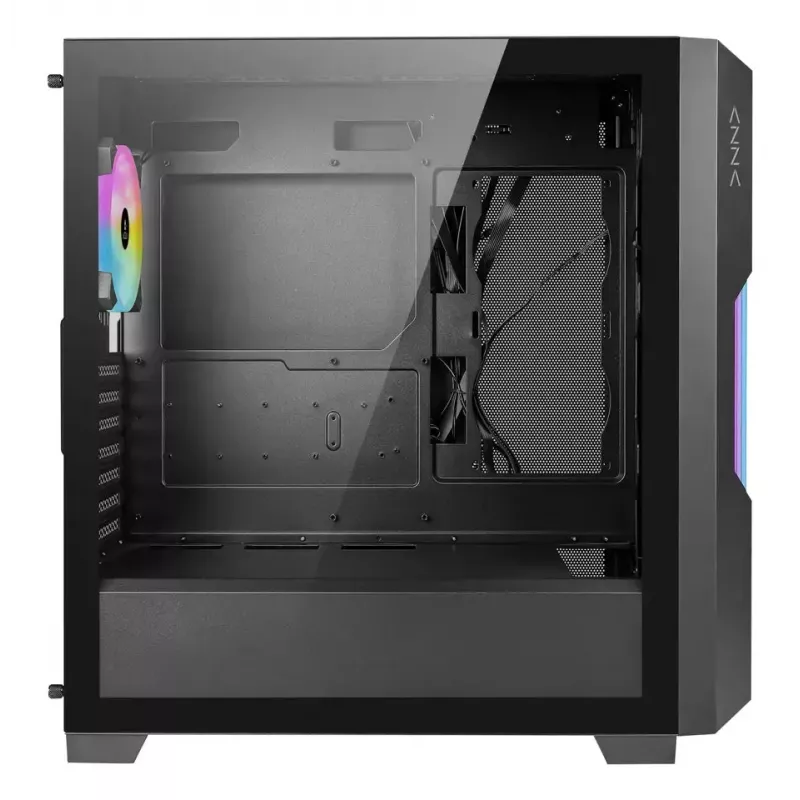 Caixa de PC AZZA Guardian Glass Midi Tower – preta, ATX/Micro‑ATX/ITX/EATX, suporta 3,5 polegadas×2 / 2,5 polegadas×4, ventoinhas frontais de 120/140 mm