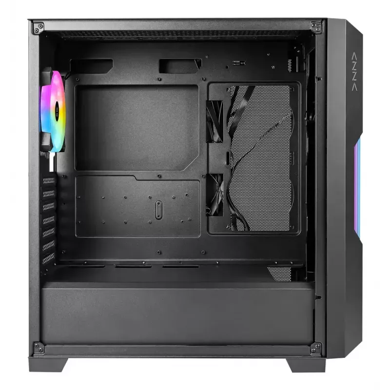 Caixa de PC AZZA Guardian Glass Midi Tower – preta, ATX/Micro‑ATX/ITX/EATX, suporta 3,5 polegadas×2 / 2,5 polegadas×4, ventoinhas frontais de 120/140 mm
