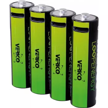 Pilha AA recarregável de iões de lítio VERICO LoopEnergy AA2550 USB‑C pack de 4