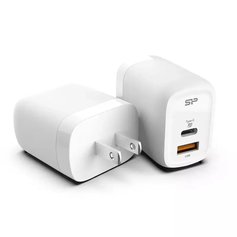 Silicon Power QM25 carregador de parede de 30W com duas portas, USB-C e USB-A, branco (SP30WASYQM252PCW)
