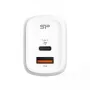 Silicon Power QM25 carregador de parede de 30W com duas portas, USB-C e USB-A, branco (SP30WASYQM252PCW)