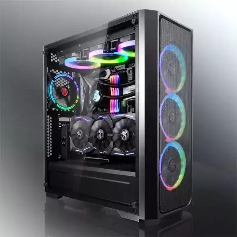 Caixa para PC Midi Tower RAIJINTEK Ponos MS — preto, suporta ventoinhas frontais de 120/140 mm, 1× 120 mm traseira, HDD 3,5 polegadas, SSD 2,5 polegadas, 210×442×485 mm