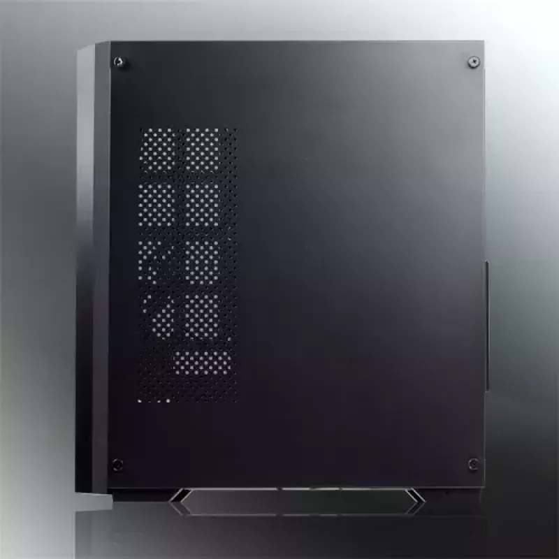 Caixa para PC Midi Tower RAIJINTEK Ponos MS — preto, suporta ventoinhas frontais de 120/140 mm, 1× 120 mm traseira, HDD 3,5 polegadas, SSD 2,5 polegadas, 210×442×485 mm