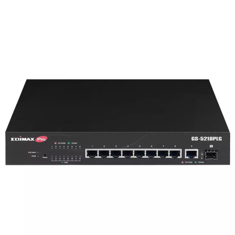 Switch gerido Edimax GS-5210PLG 8 portas Gigabit Ethernet PoE preto