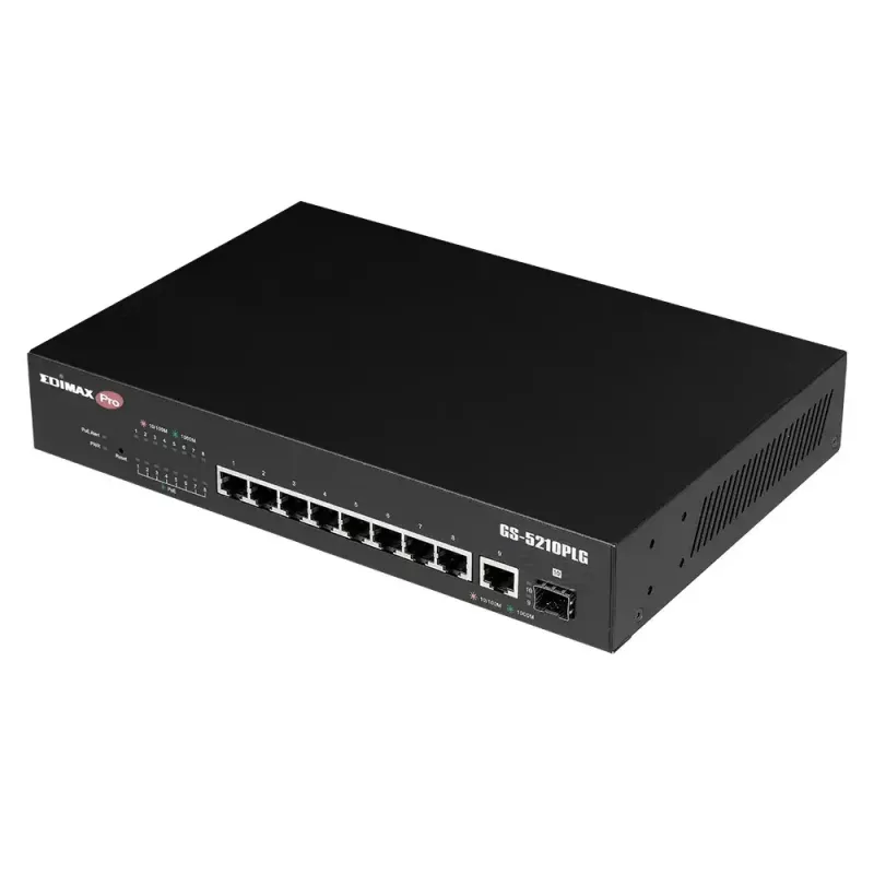 Switch gerido Edimax GS-5210PLG 8 portas Gigabit Ethernet PoE preto