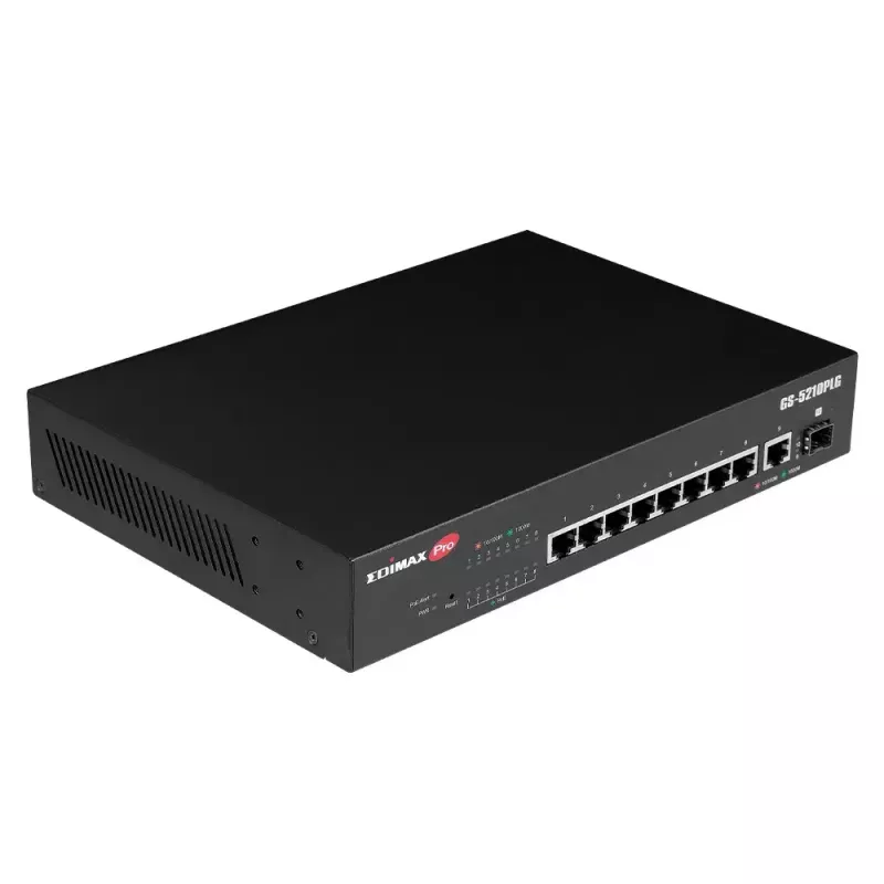 Switch gerido Edimax GS-5210PLG 8 portas Gigabit Ethernet PoE preto