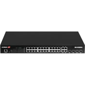 Switch de rede EDIMAX IGS-5428PLC 28 portas Gigabit PoE+ com 4 portas combo RJ45/SFP