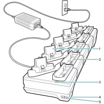 Docking station Zebra WT6400 5 vias com carregador de baterias, modelo CRD-WT64-5S5BE-01