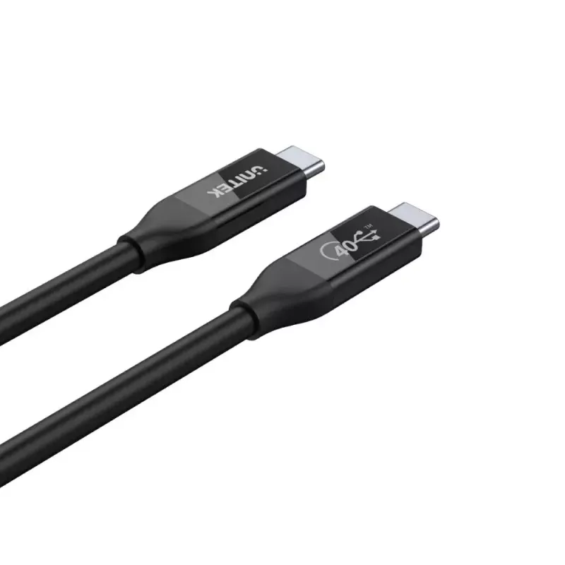 Cabo USB4 Gen 2x2 USB-C Unitek C14100BK-0.8M — 0,8 m, USB-C para USB-C, 40 Gbit/s, preto
